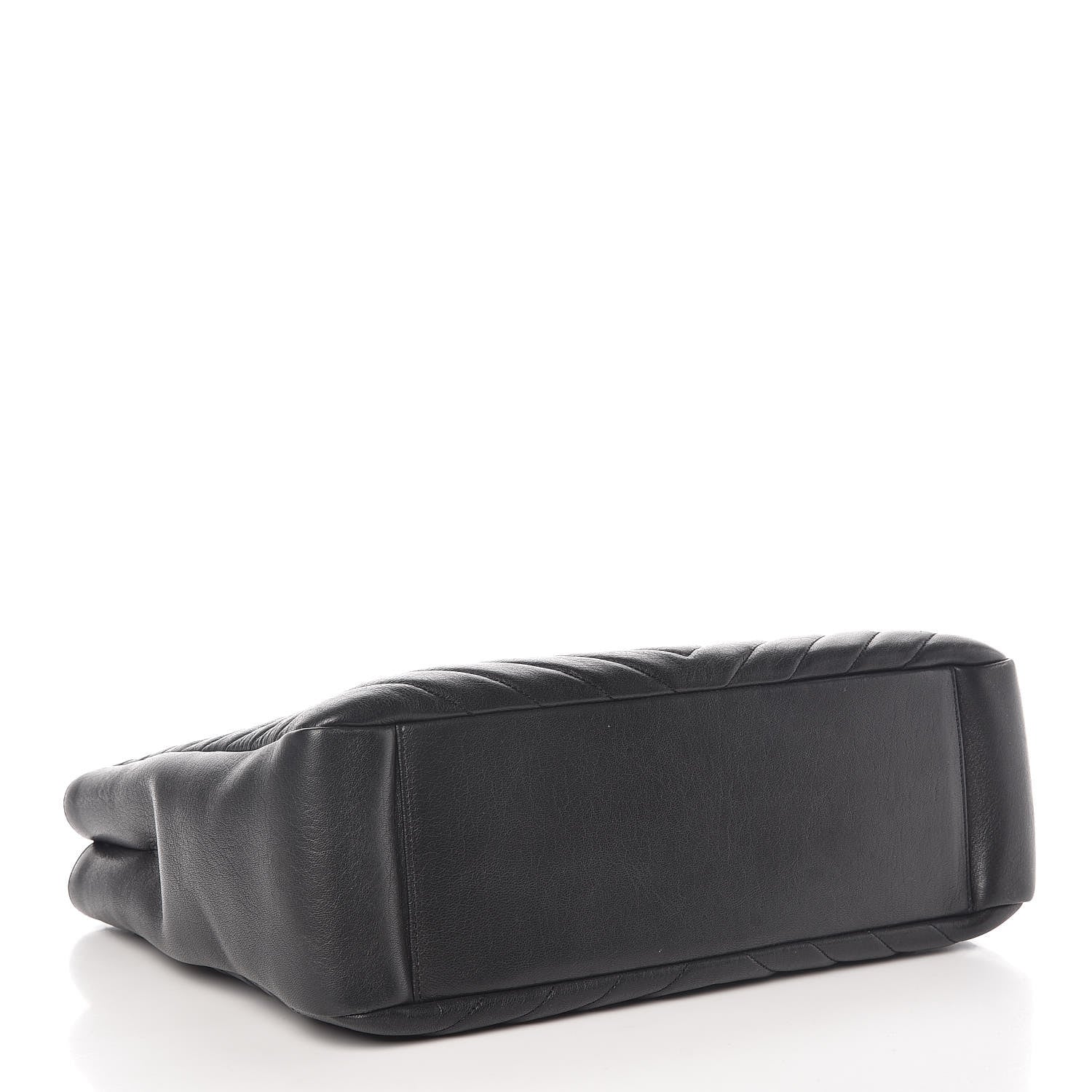 Saint Laurent Sheepskin Matelasse Chevron Large Monogram Shopping Bag Black 4 of 9
