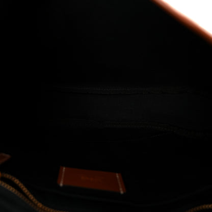 Versace Coated Canvas Calfskin La Greca Signature Shoulder Bag Black Caramel 5 of 9