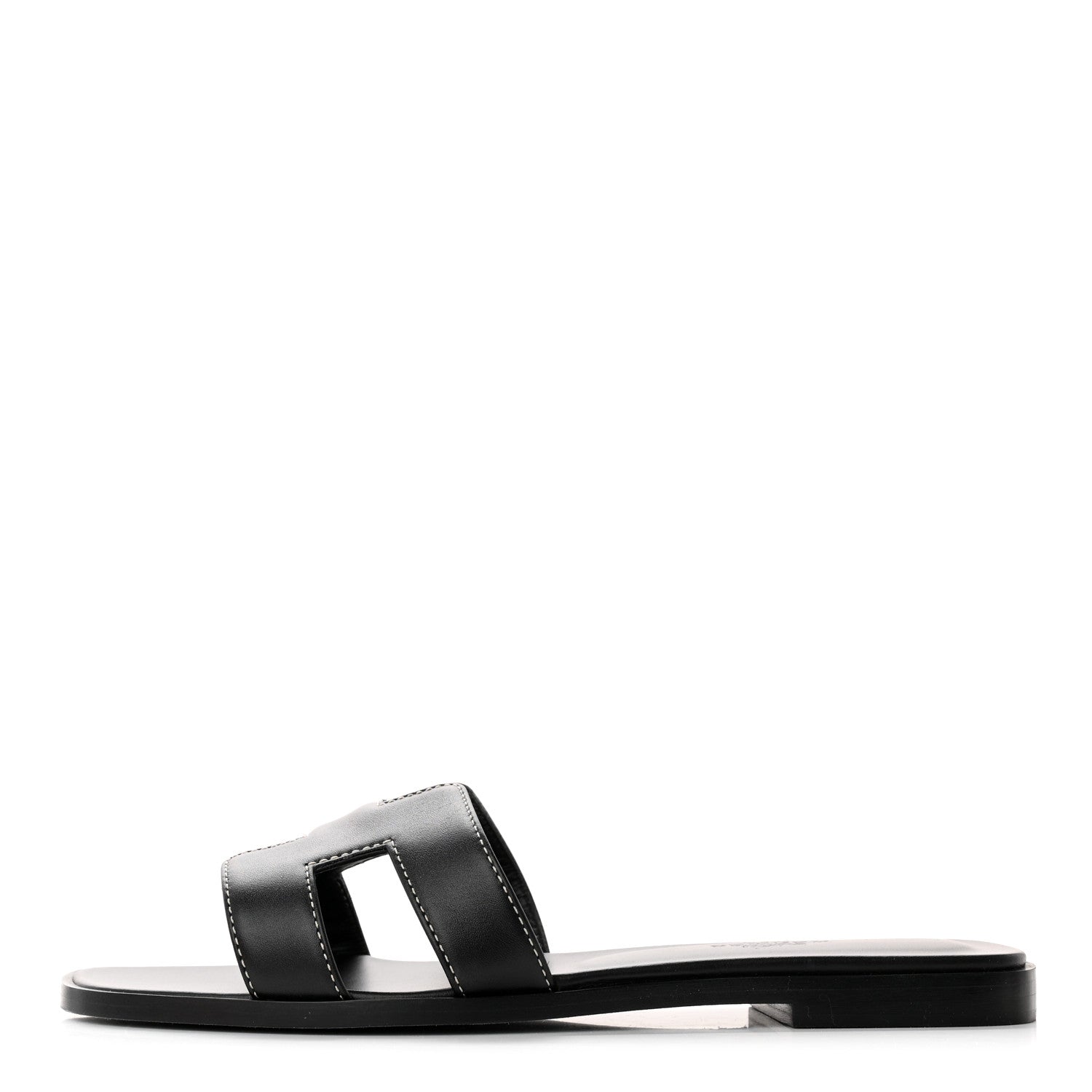 Hermes Box Calfskin Oran Sandals 36.5 Black 1 of 8