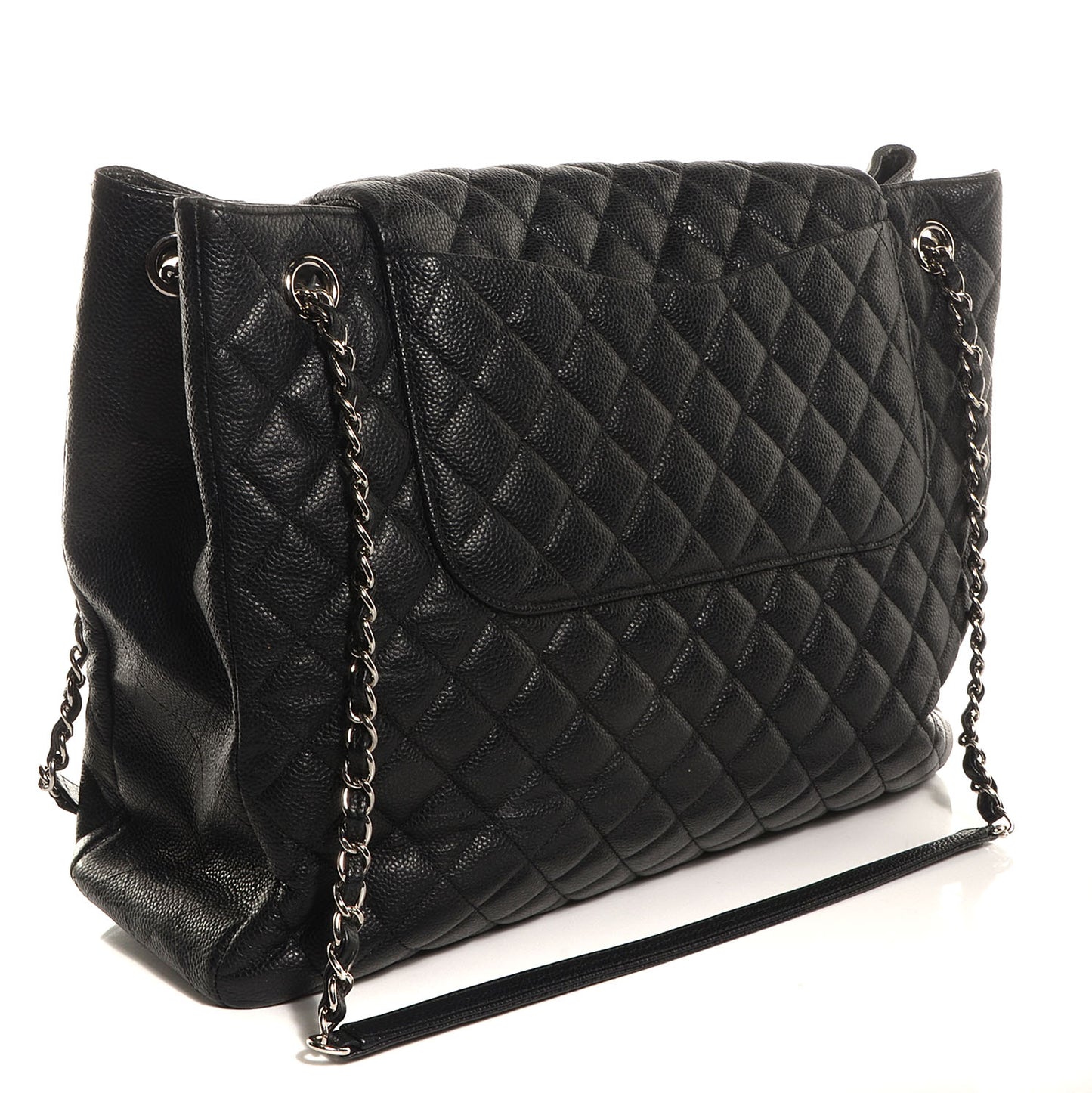 Caviar Quilted Flap Tote Black