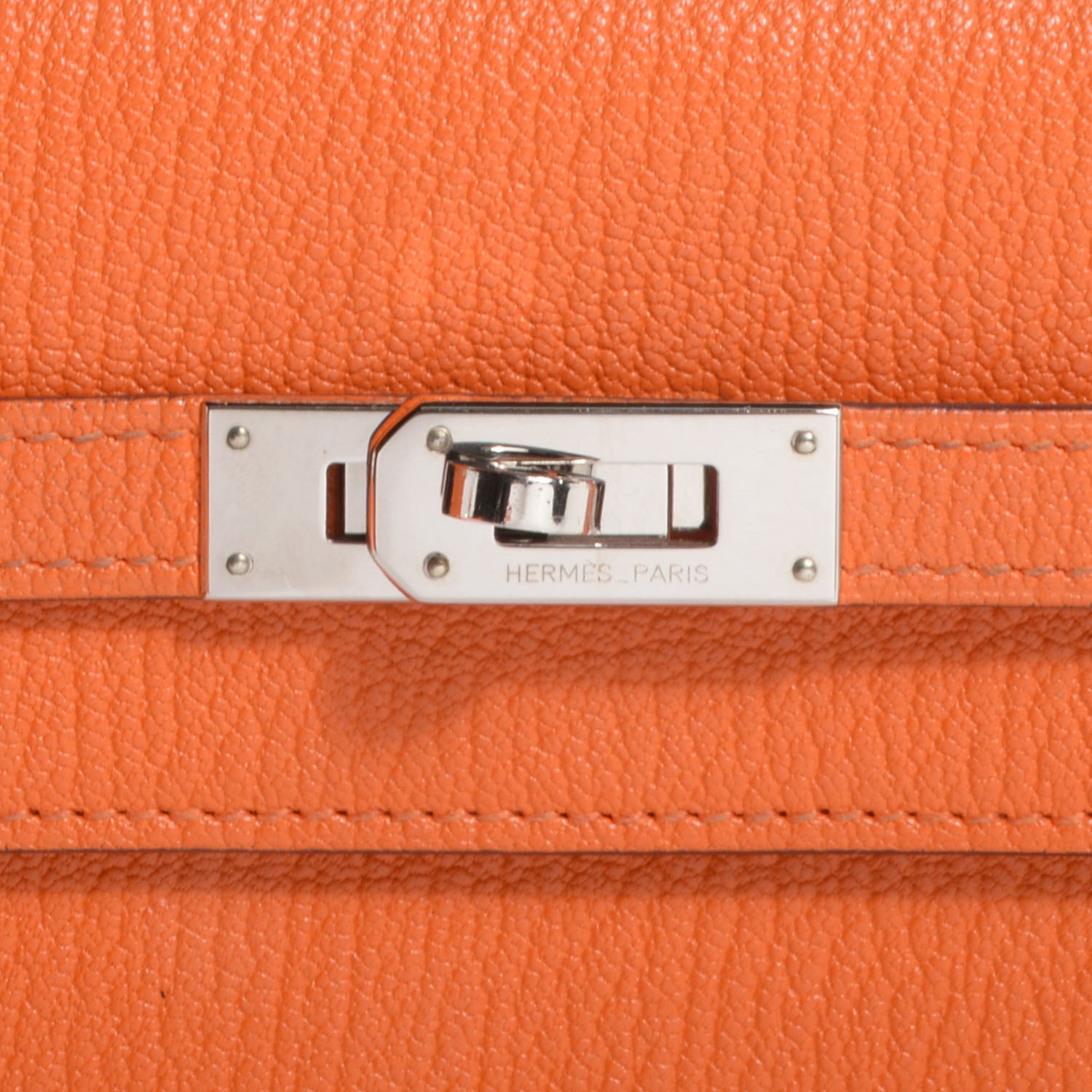 Hermes Chevre Mysore Kelly Longue Wallet Orange 3 of 9