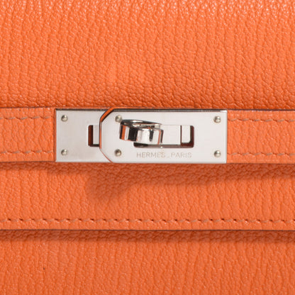 Hermes Chevre Mysore Kelly Longue Wallet Orange 3 of 9