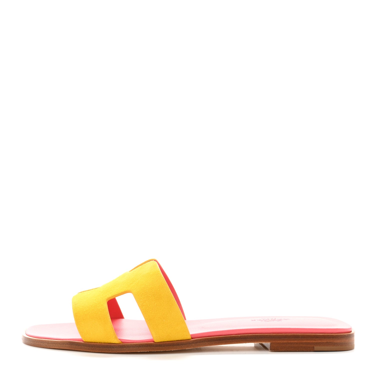 Hermes Suede Goatskin Oran Sandals 38.5 Jaune Sable 1 of 8