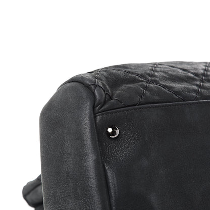 Chanel Iridescent Calfskin Stitched Extra Large Just Mademoiselle Bowling Bag Black 11 of 15