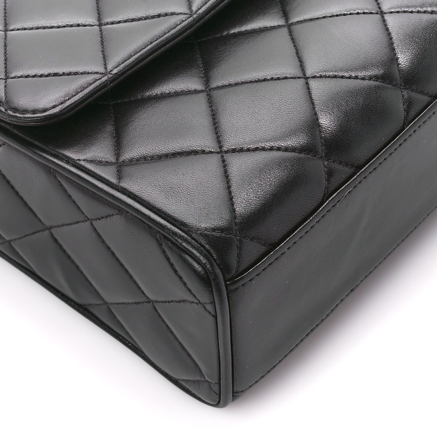 Chanel Lambskin Quilted CC Single Flap Shoulder Bag Black 11 of 14