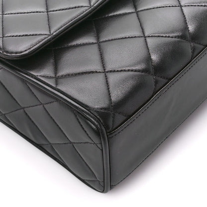 Chanel Lambskin Quilted CC Single Flap Shoulder Bag Black 11 of 14
