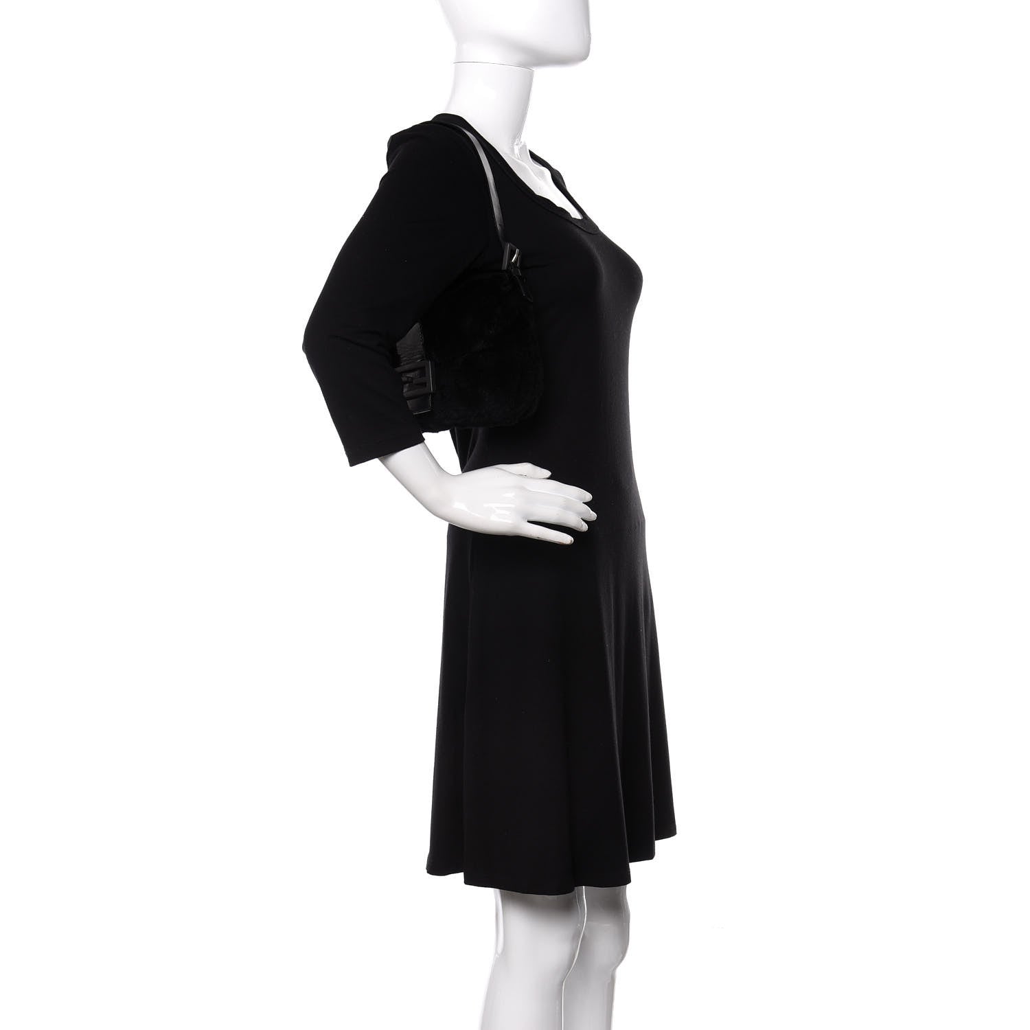 Fendi Rabbit Fur Baguette Black 2 of 9