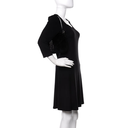 Fendi Rabbit Fur Baguette Black 2 of 9