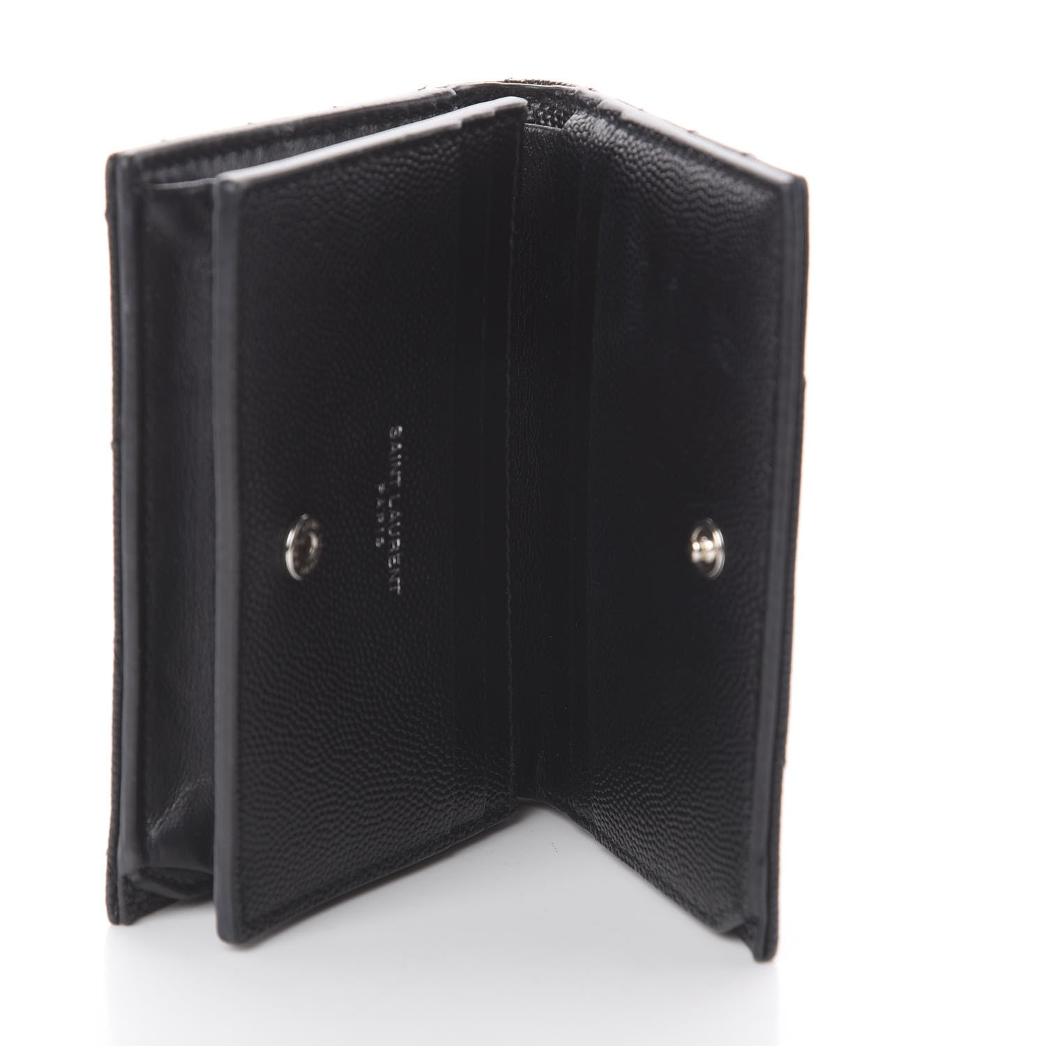 Saint Laurent Grain De Poudre Matelasse Chevron Monogram Card Case Black 4 of 5