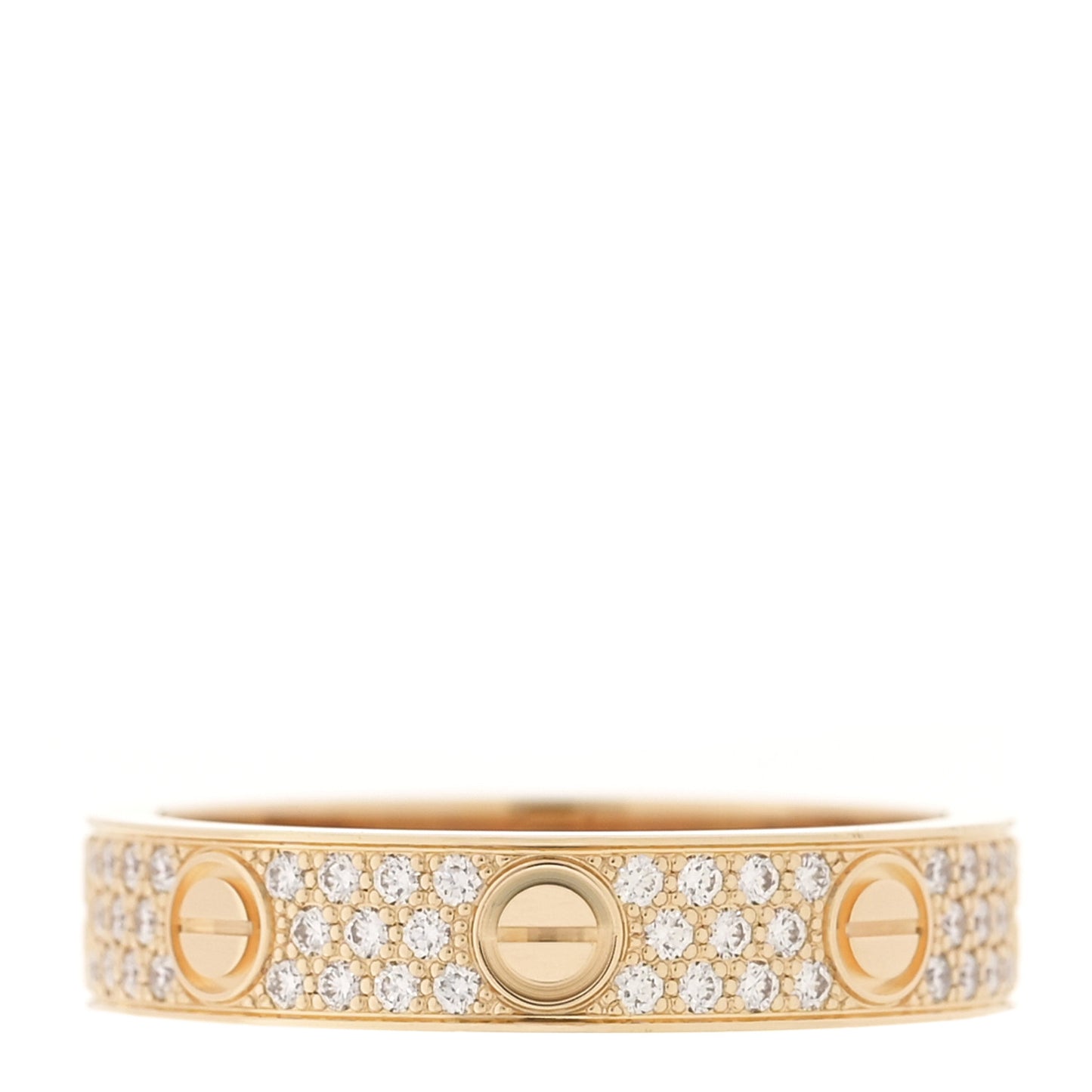 18K Yellow Gold Diamond 4mm LOVE Wedding Paved Band Ring 50 5.25