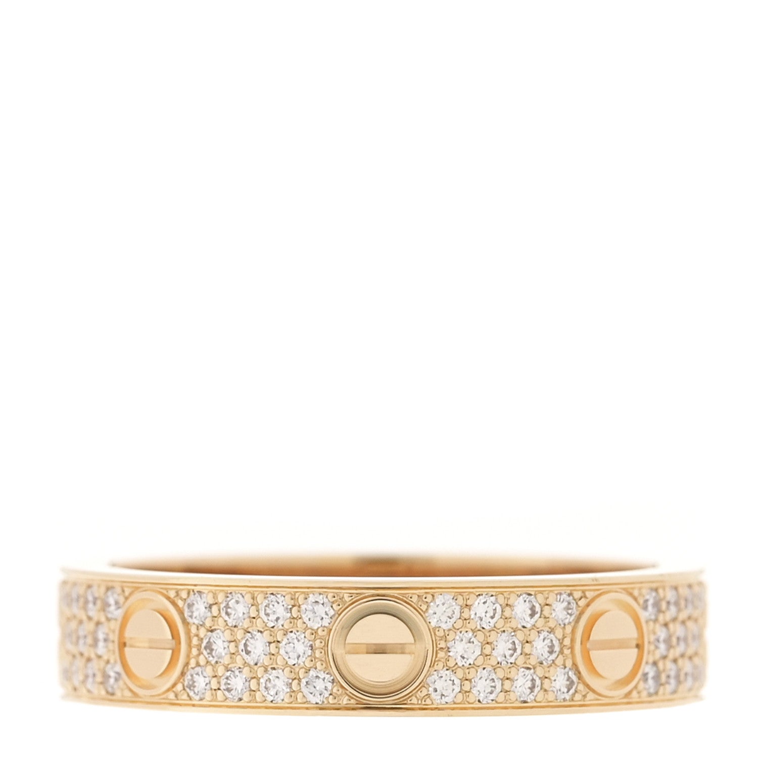 Cartier 18K Yellow Gold Diamond 4mm LOVE Wedding Paved Band Ring 50 5.25 1 of 4