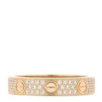 Cartier 18K Yellow Gold Diamond 4mm LOVE Wedding Paved Band Ring 50 5.25 1 of 4