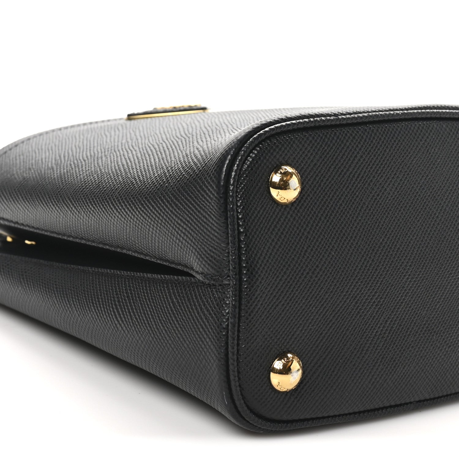 Prada Saffiano Cuir Small Panier Bucket Bag Black Fuoco 8 of 9