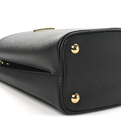 Prada Saffiano Cuir Small Panier Bucket Bag Black Fuoco 8 of 9