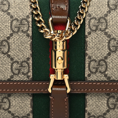 Gucci GG Supreme Monogram Azalea Calfskin Web Jackie 1961 Chain Wallet Beige Ebony Brown Sugar 8 of 10
