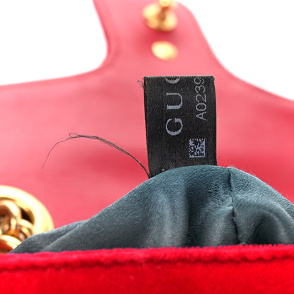 Gucci Velvet Matelasse Mini GG Marmont Shoulder Bag Hibiscus Red 8 of 13