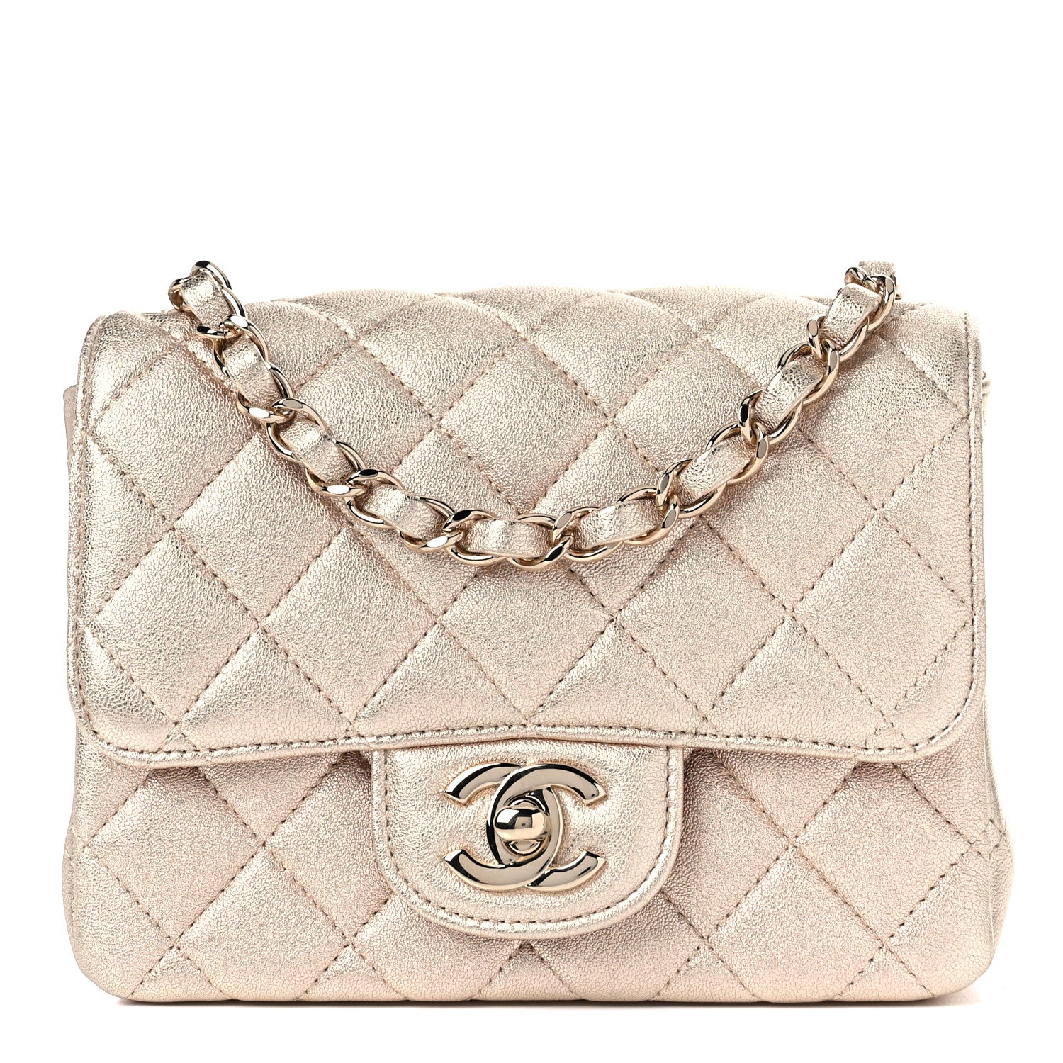 Chanel Metallic Lambskin Quilted Mini Square Flap Gold 1 of 9