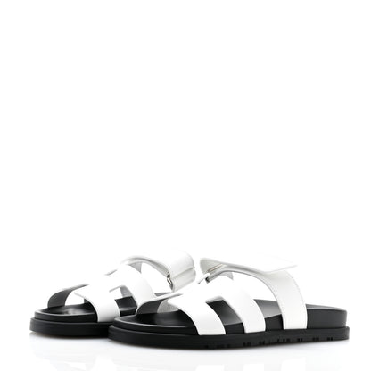 Hermes Calfskin Womens Chypre Sandals 37 White 3 of 9