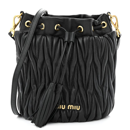 Miu Miu Nappa Matelasse Small Bucket Bag Black 1 of 11