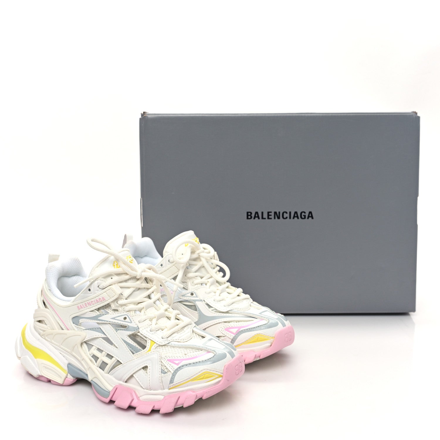 Balenciaga Rubber Mesh Tri-Color Womens Track.2 Open Sneakers 36 Light Yellow Light Pink Light Blue 9 of 9