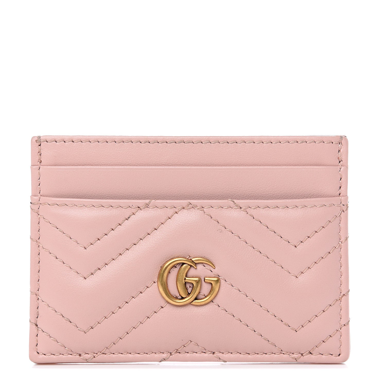 Gucci Calfskin Matelasse GG Marmont Card Holder Perfect Pink 1 of 6