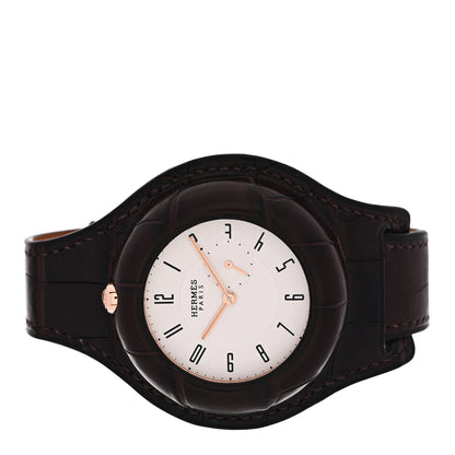 Hermes 18K Rose Gold Alligator 40mm In the Pocket Automatic Watch Havane 2 of 8