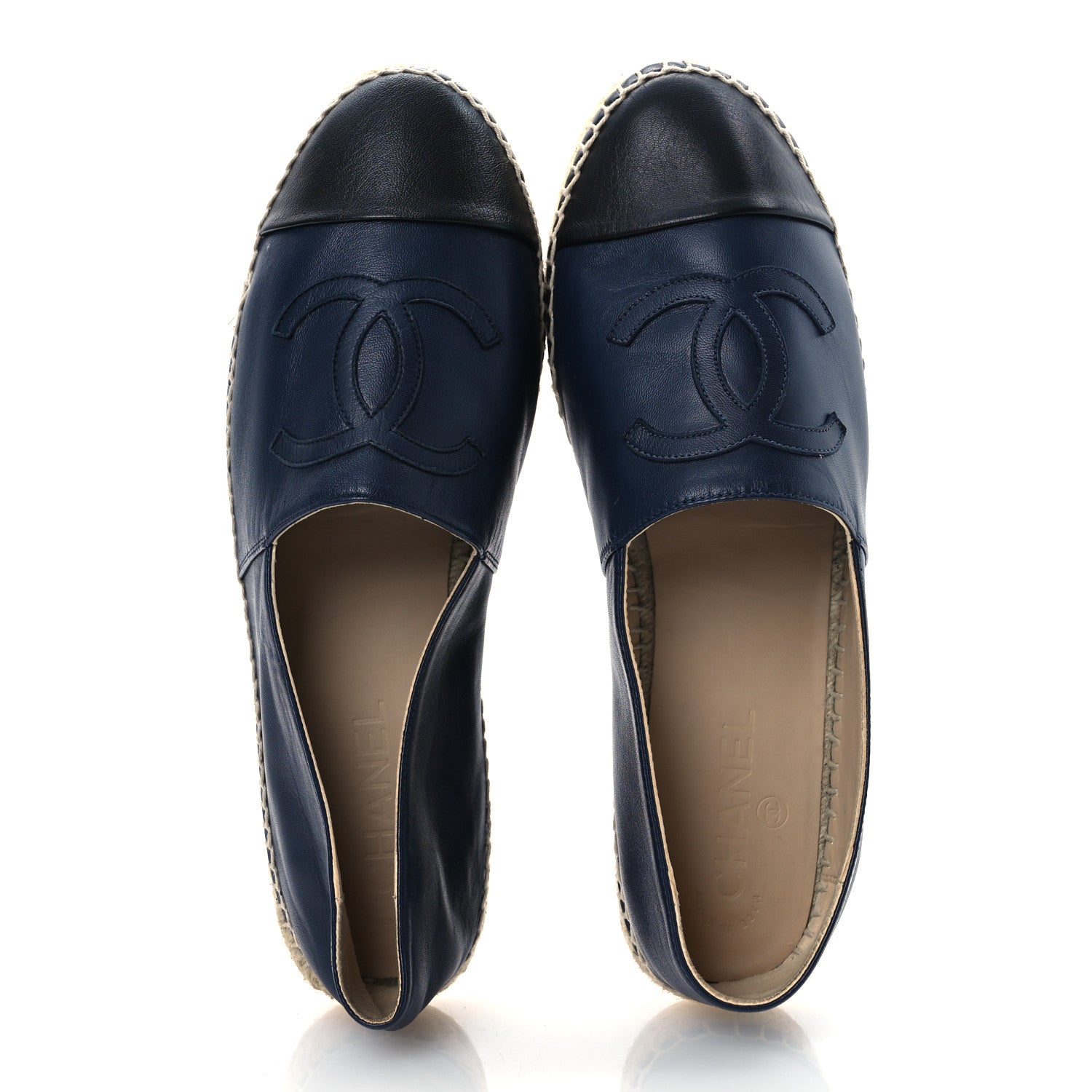 Chanel Lambskin CC Espadrilles 41 Navy Black 2 of 13