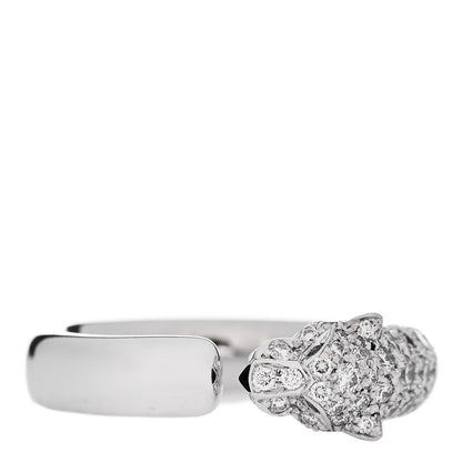 Cartier 18K White Gold Diamond Black Onyx Emerald Panthere De Cartier Ring 55 7.25 3 of 5