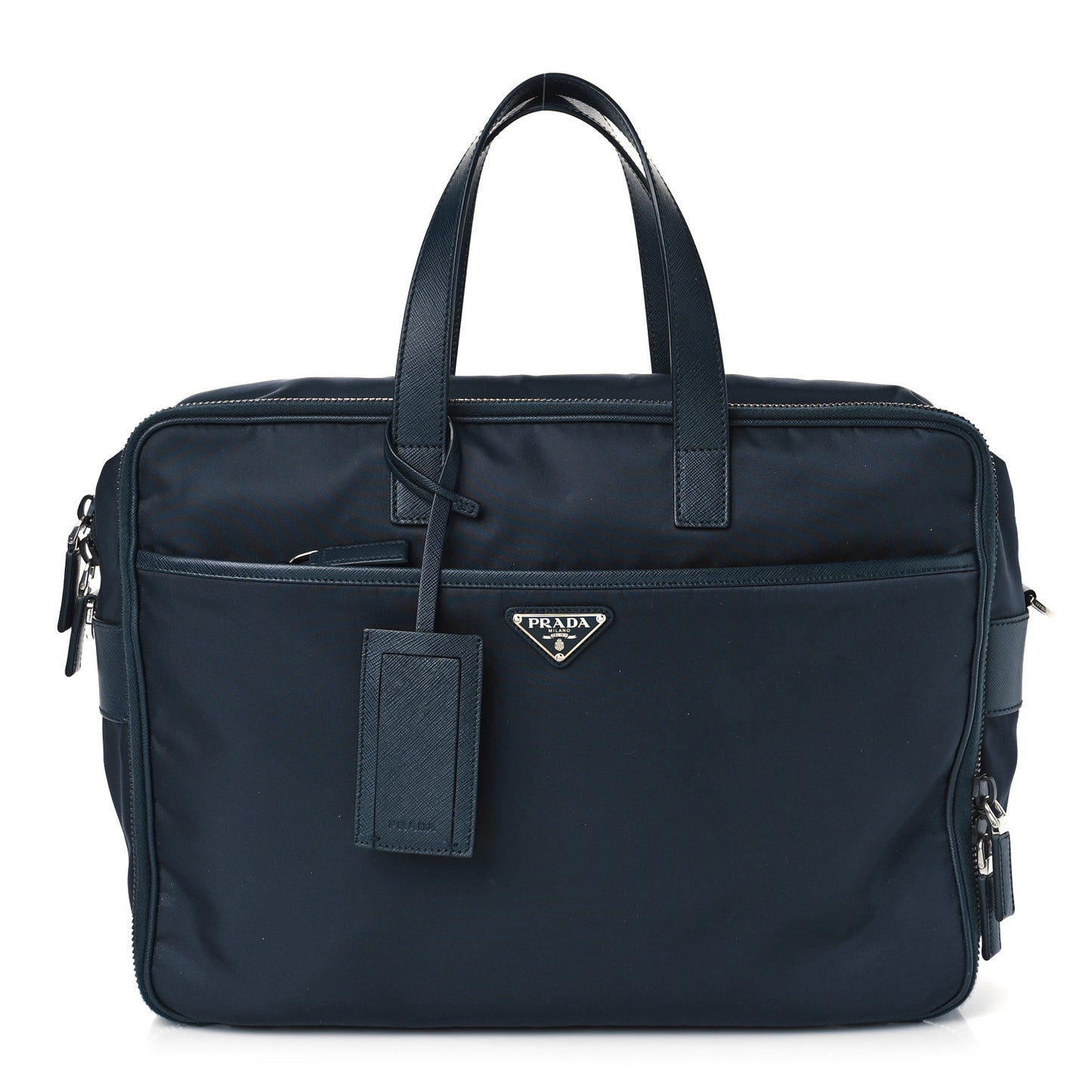 Tessuto Nylon Saffiano Briefcase Blue