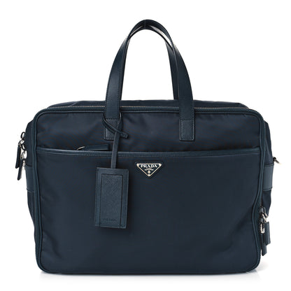 Prada Tessuto Nylon Saffiano Briefcase Blue 1 of 8