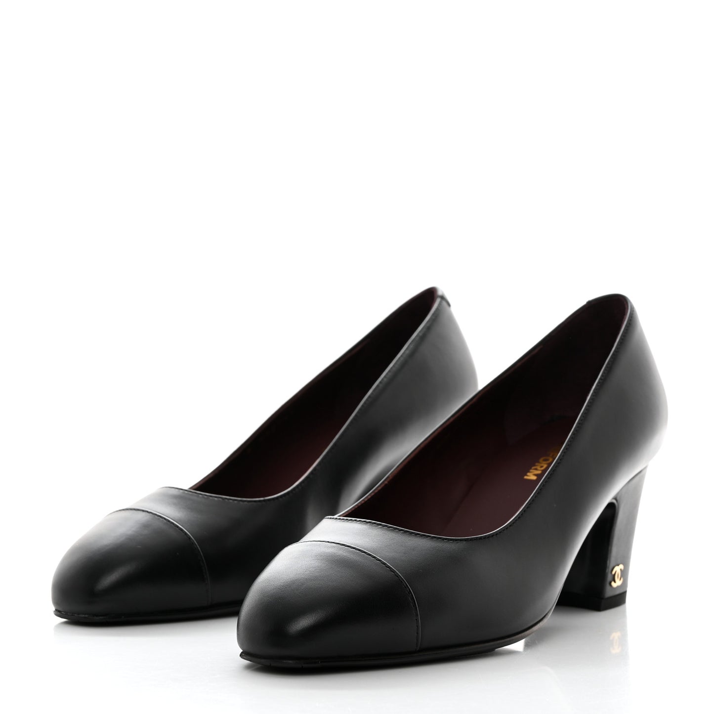 Lambskin Cap Toe CC Pumps 36 Black