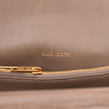 Balenciaga Extra Supple Calfskin Crocodile Embossed Medium Crush Chain Bag Brown 6 of 10