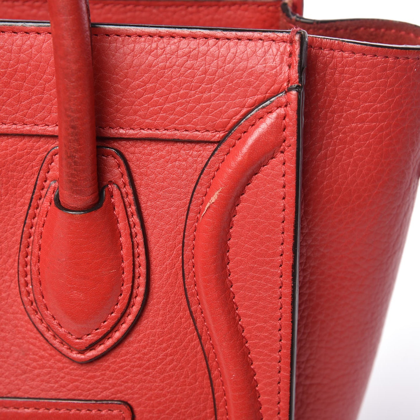 Drummed Calfskin Nano Luggage Coquelicot