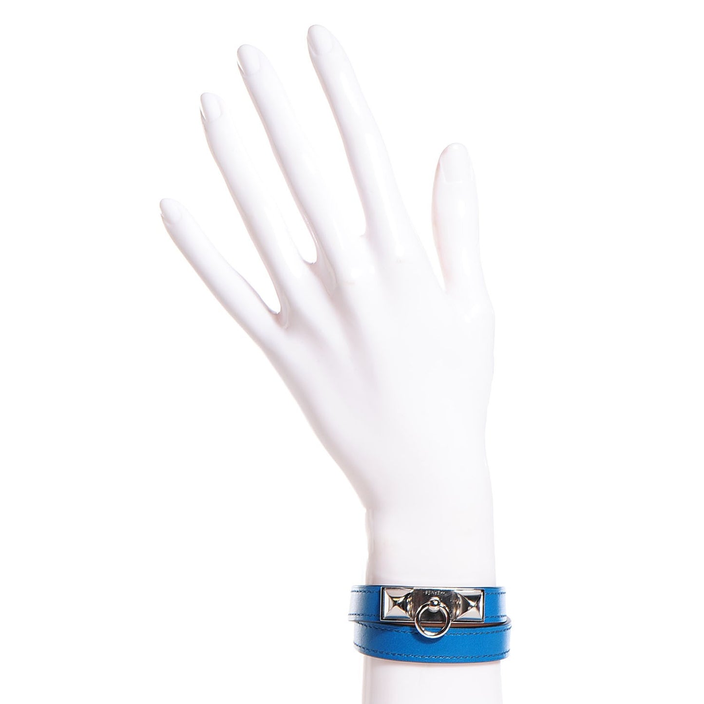 Veau Tadelakt Rivale Double Tour Bracelet M Bleu Izmir