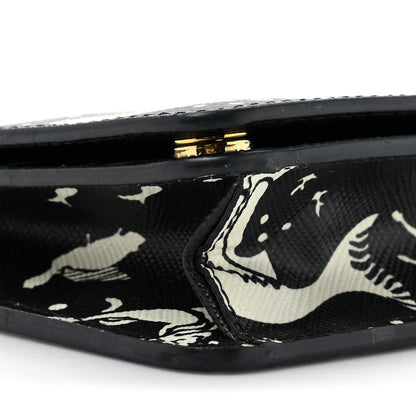 Prada Saffiano Triangle Logo Mermaid Print Mini Crossbody Bag Black 8 of 10