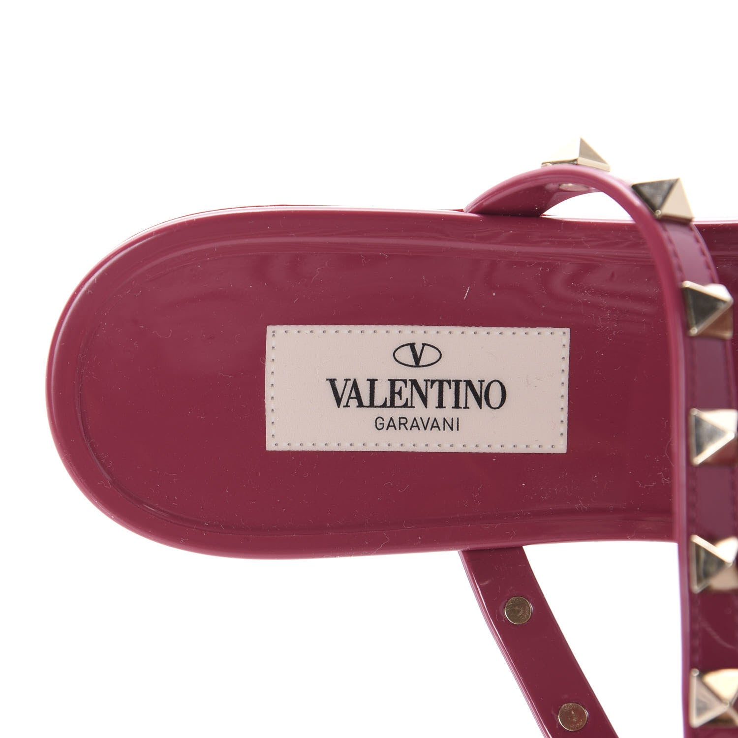 Valentino Garavani PVC Jelly Rockstud Caged Flat Thong Sandals 38 Deep Cyclamin 7 of 8