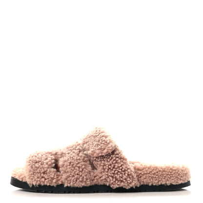 Hermes Woolskin Womens Chypre Sandals 40 Bois De Santal 1 of 9