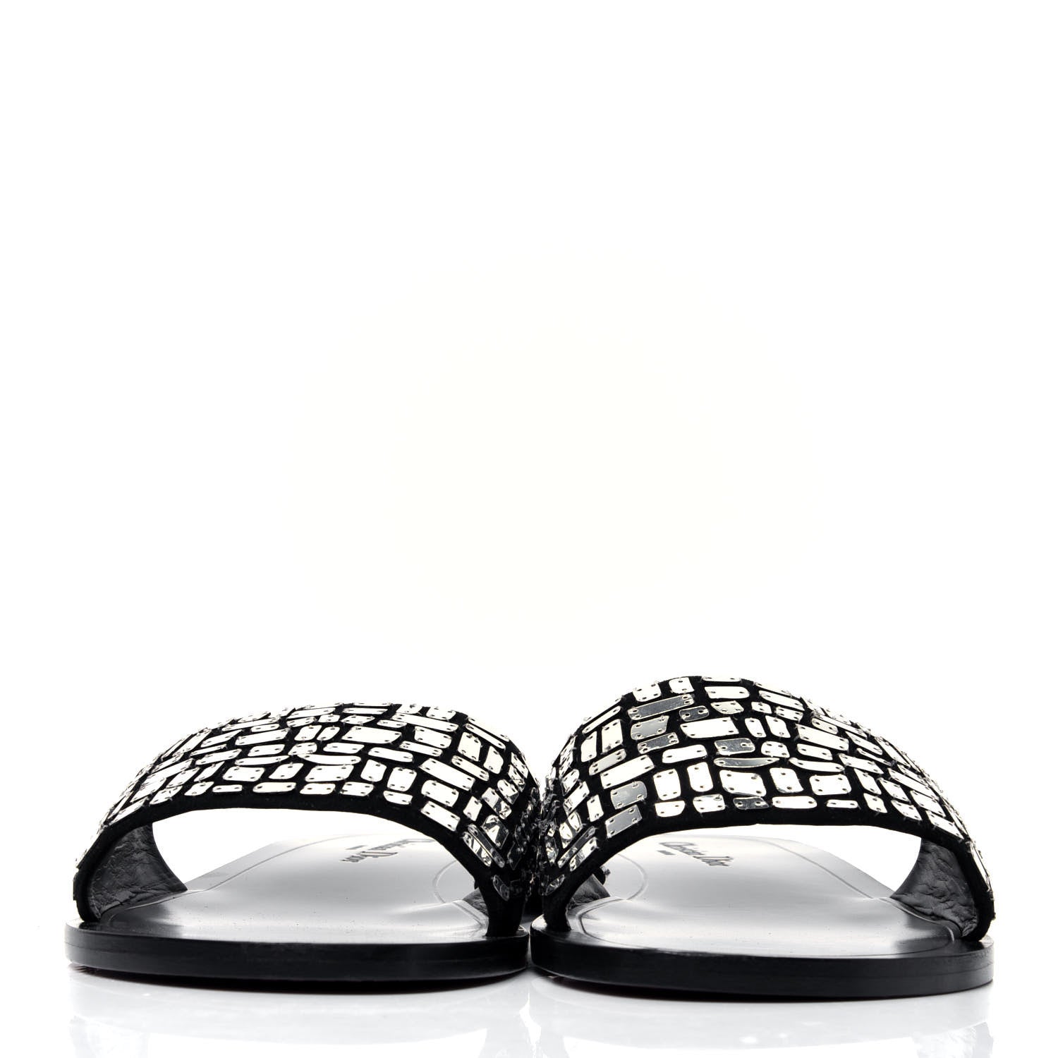 Christian Dior Embroidered Mirror Club Sandal 38 Black Silver 2 of 11