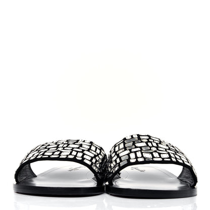 Christian Dior Embroidered Mirror Club Sandal 38 Black Silver 2 of 11