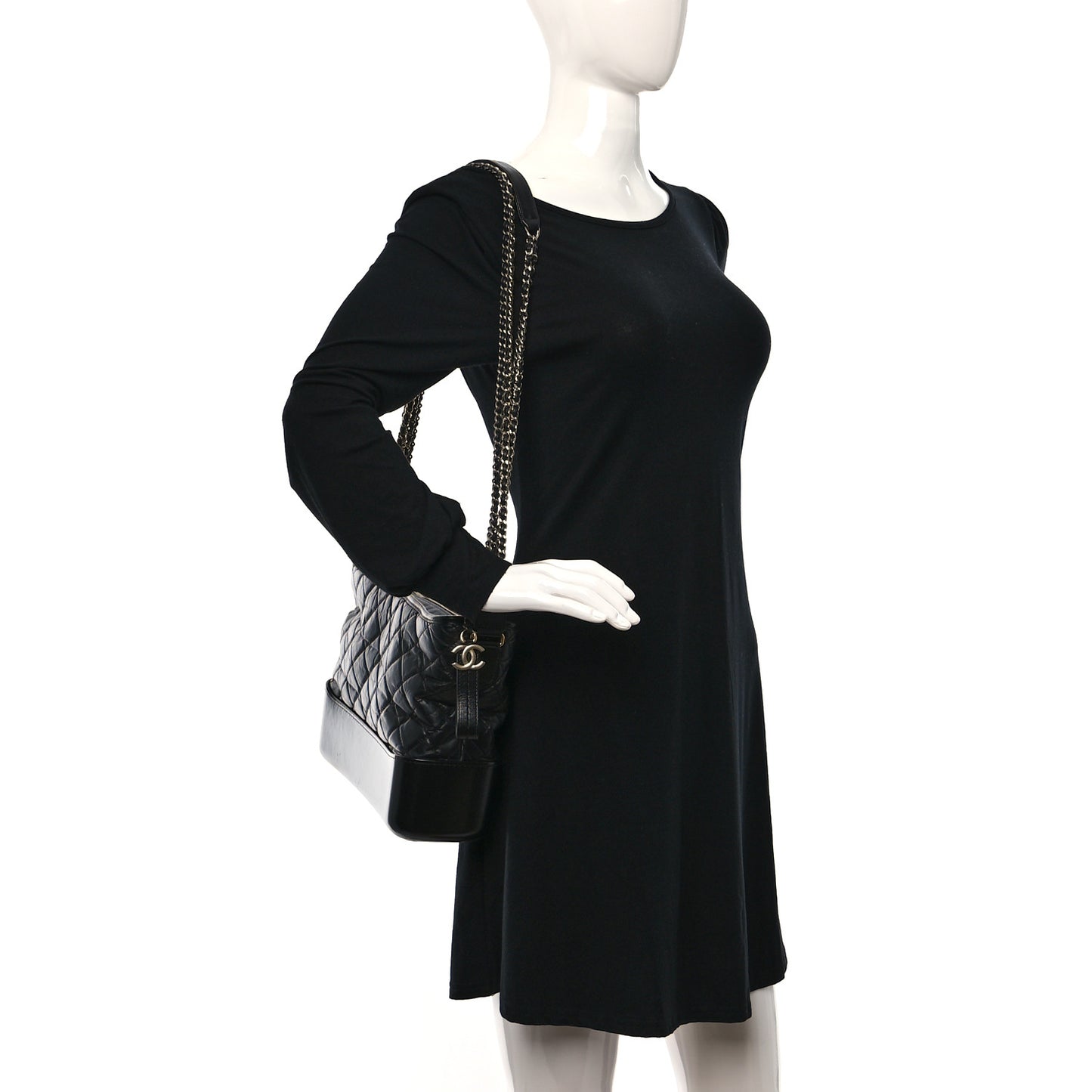 Aged Calfskin Quilted Medium Gabrielle Hobo Black