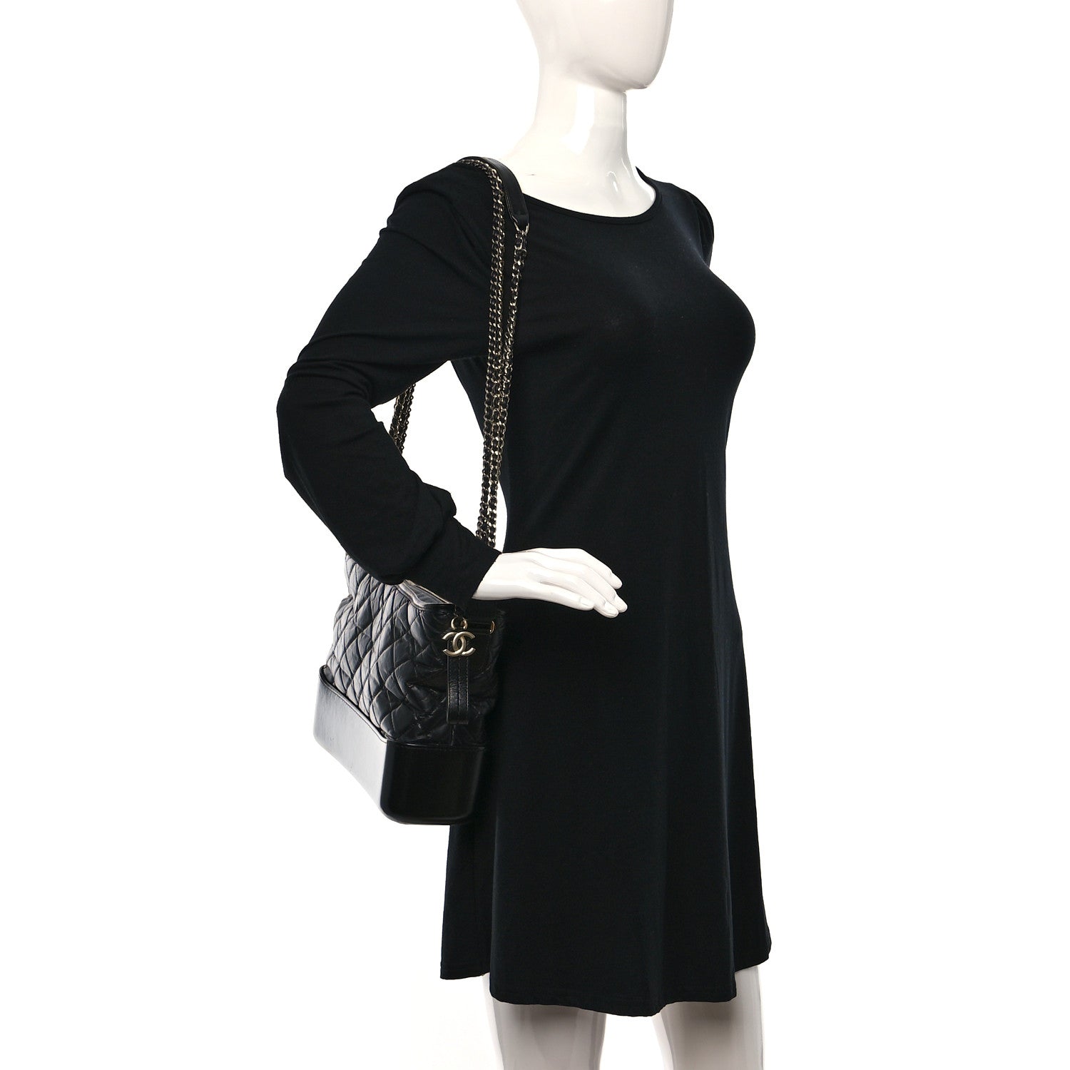 Chanel Aged Calfskin Quilted Medium Gabrielle Hobo Black 3 of 8
