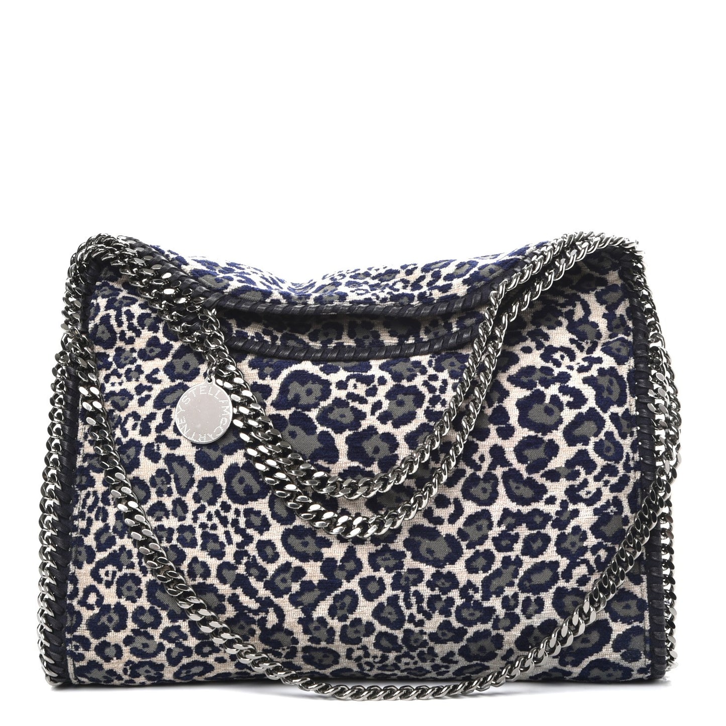Cotton Canvas Leopard Small Falabella Fold Over Tote Grey