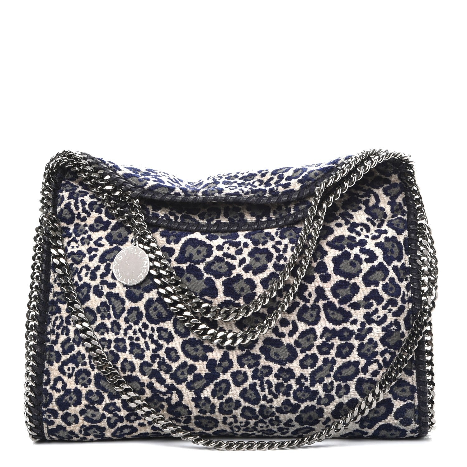 Stella McCartney Cotton Canvas Leopard Small Falabella Fold Over Tote Grey 1 of 7