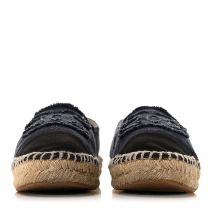 Chanel Denim Toile CC Espadrilles 40 Navy Black 2 of 8