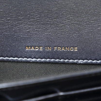 Chanel Metallic Lambskin Quilted Large Gusset Flap Wallet Dark Blue 7 of 9