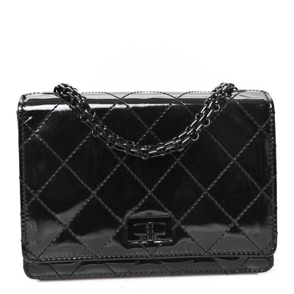Chanel Patent Calfskin Quilted Reissue Mini Wallet On Chain So Black 9 of 13