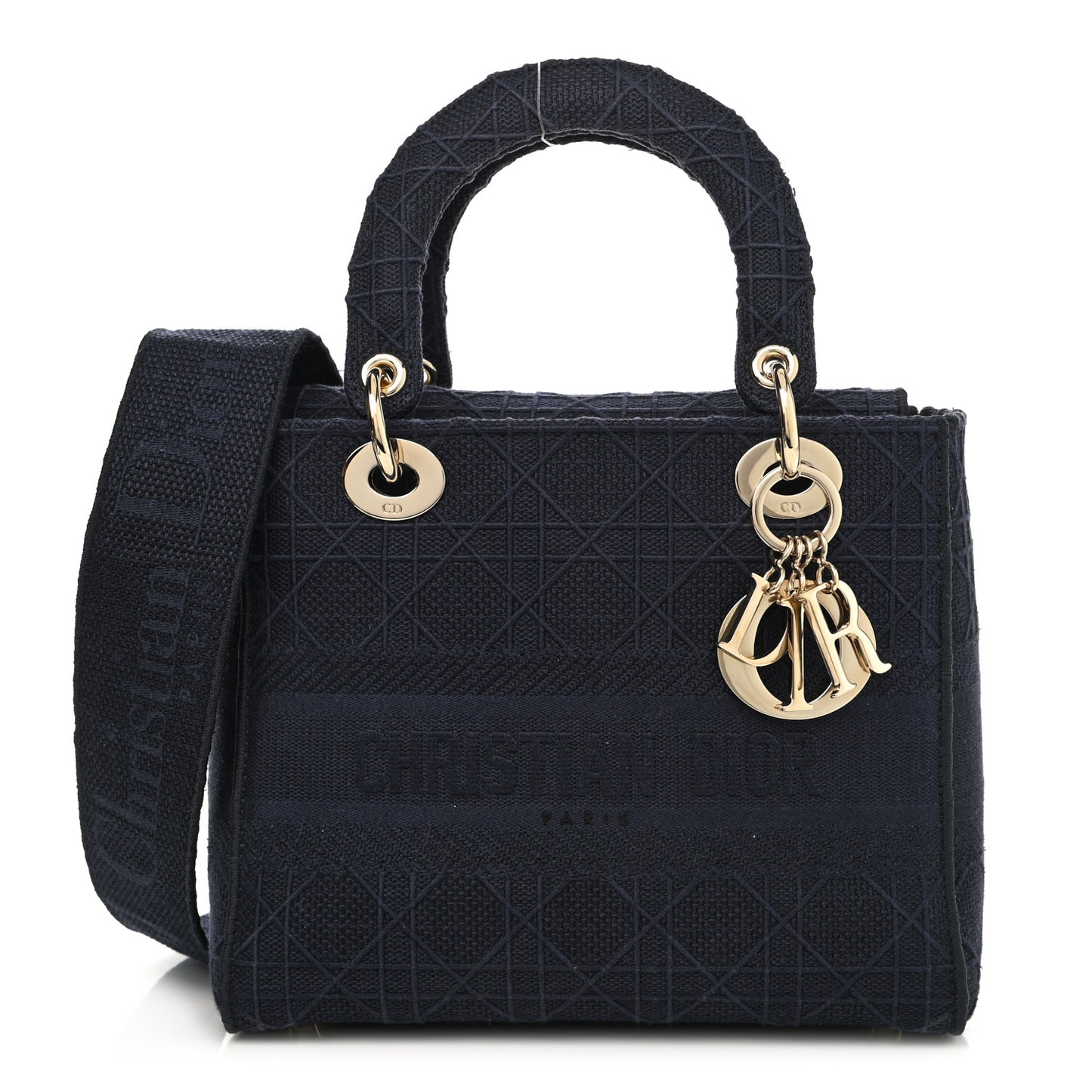 Canvas Embroidered Cannage Medium Lady D-Lite Navy