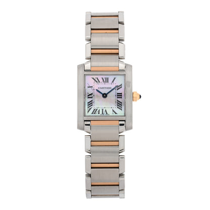 Cartier Stainless Steel 18K Pink Gold Mother of Pearl 20mm Tank Francaise Quartz Watch 1 of 4