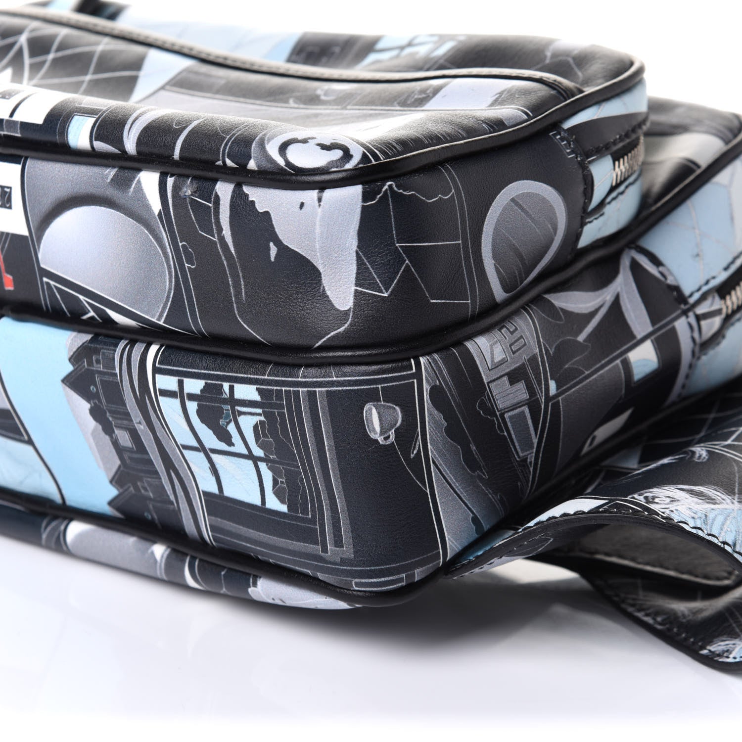 Prada X JAMES JEAN Calfskin Comic Print Messenger Bag Black 6 of 11
