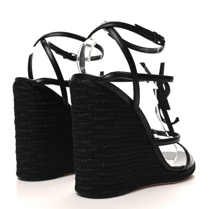 Saint Laurent Calfskin Cassandra Espadrille 105 Wedges 40.5 Black 4 of 9